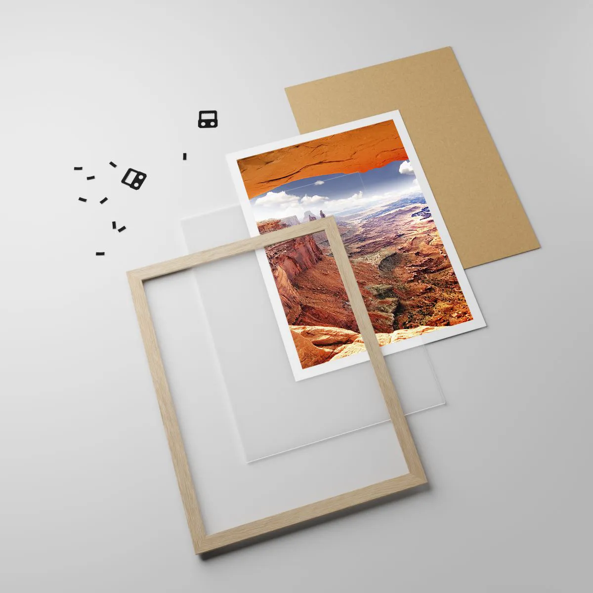 Poster in einem Rahmen aus heller Eiche - Von der Natur selbst geschnitzt - 50x70 cm