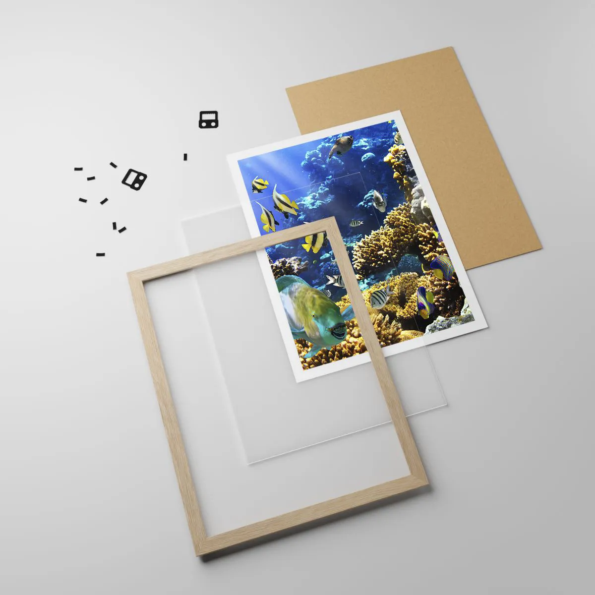 Affiche dans un chêne clair - Poster - Beaucoup de circulation sur la route des vacances - 61x91 cm