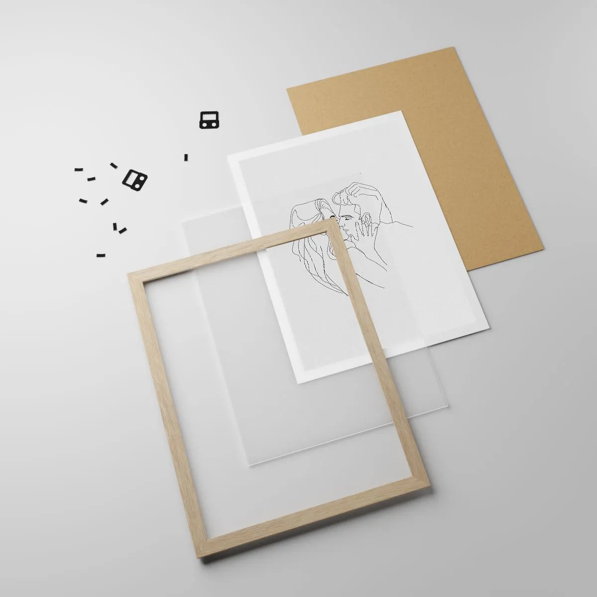 Pôster com moldura de carvalho claro - Com a mesma linha - 61x91 cm
