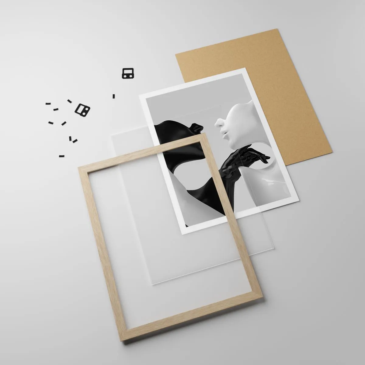 Plakát v rámu světlý dub - Přitažlivost – touha - 30x40 cm