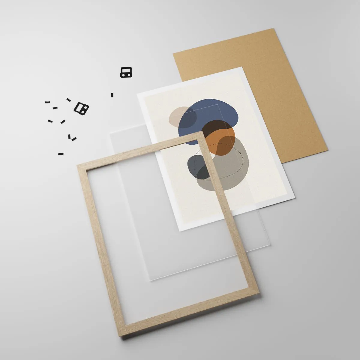 Plagát v ráme zo svetlého duba - Kvapky farieb - 70x100 cm