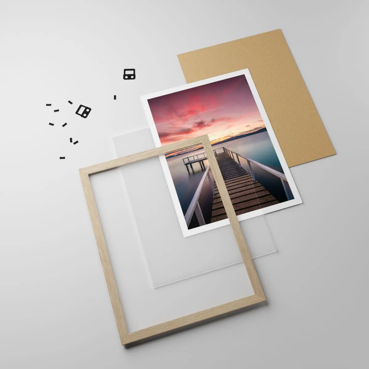 Poster in einem Rahmen aus heller Eiche - Die sanfte Flamme des Abends - 50x70 cm