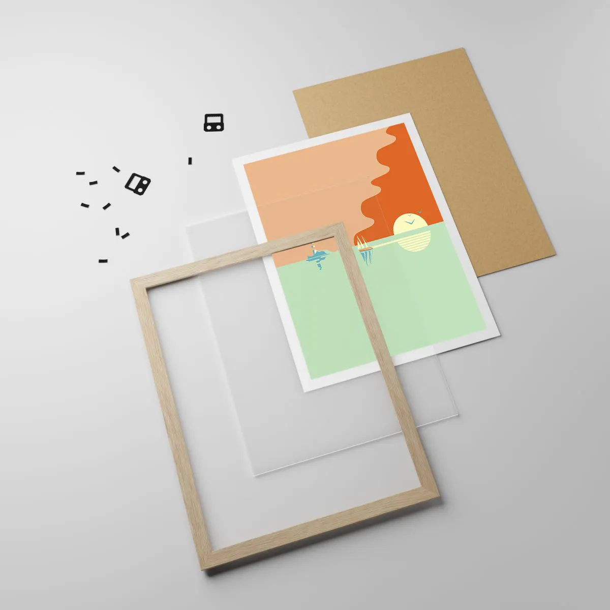 Poster in einem Rahmen aus heller Eiche - Die perfekte Meereslandschaft - 50x70 cm