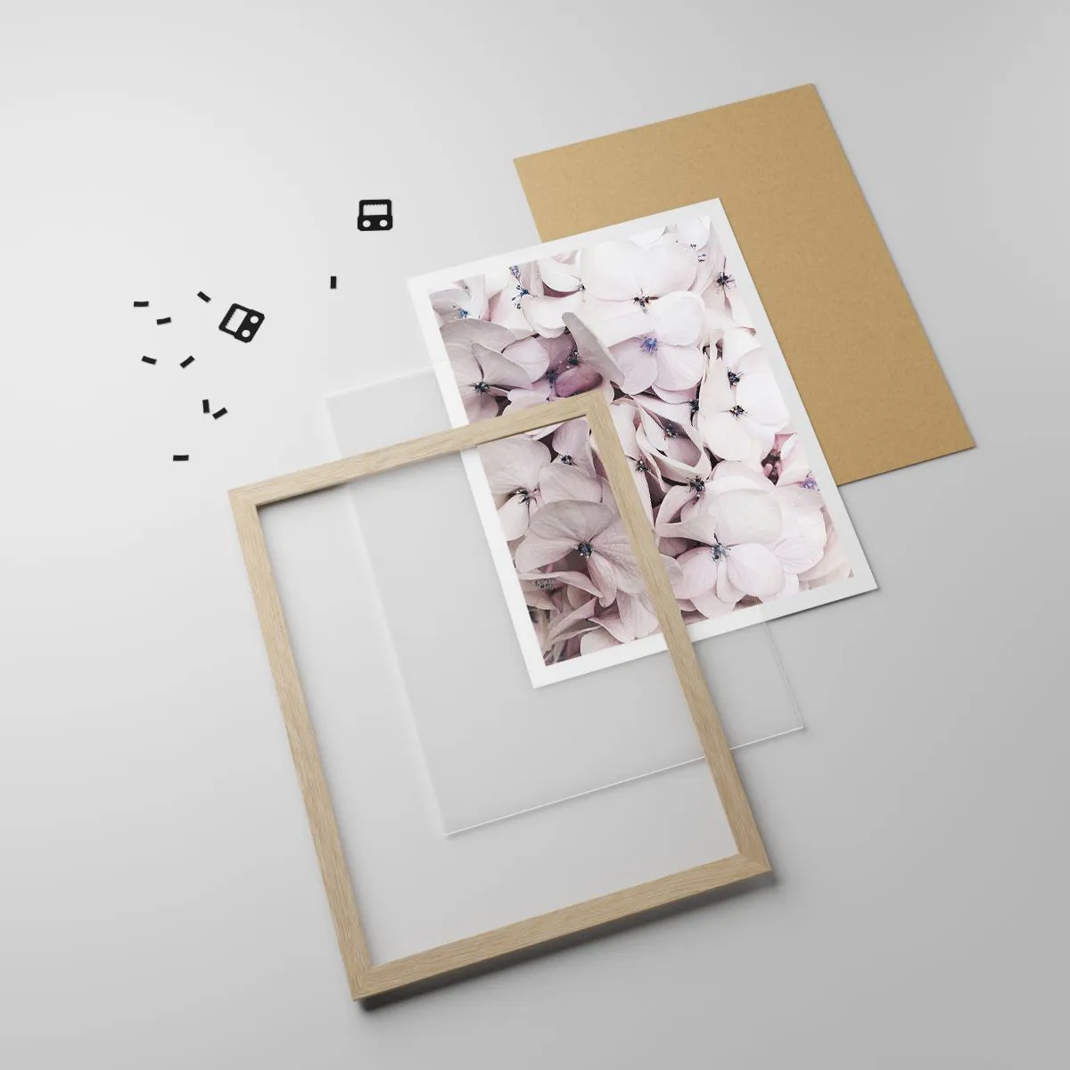 Plakat i ramme af lyst egetræ - I en flod af blomster - 30x40 cm