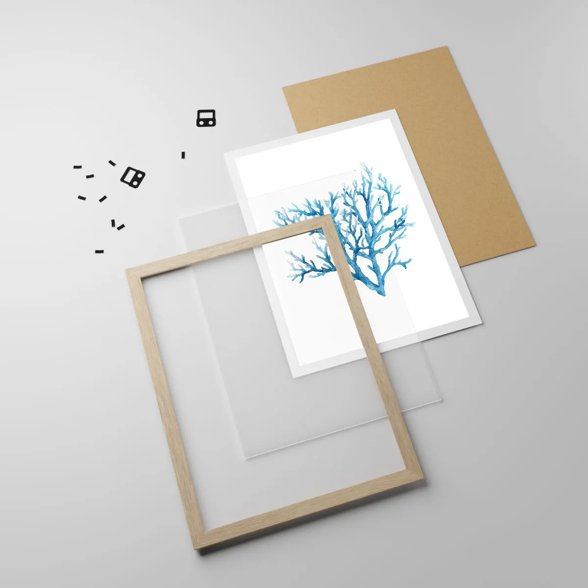 Poster in einem Rahmen aus heller Eiche - Nautisches Filigran - 61x91 cm