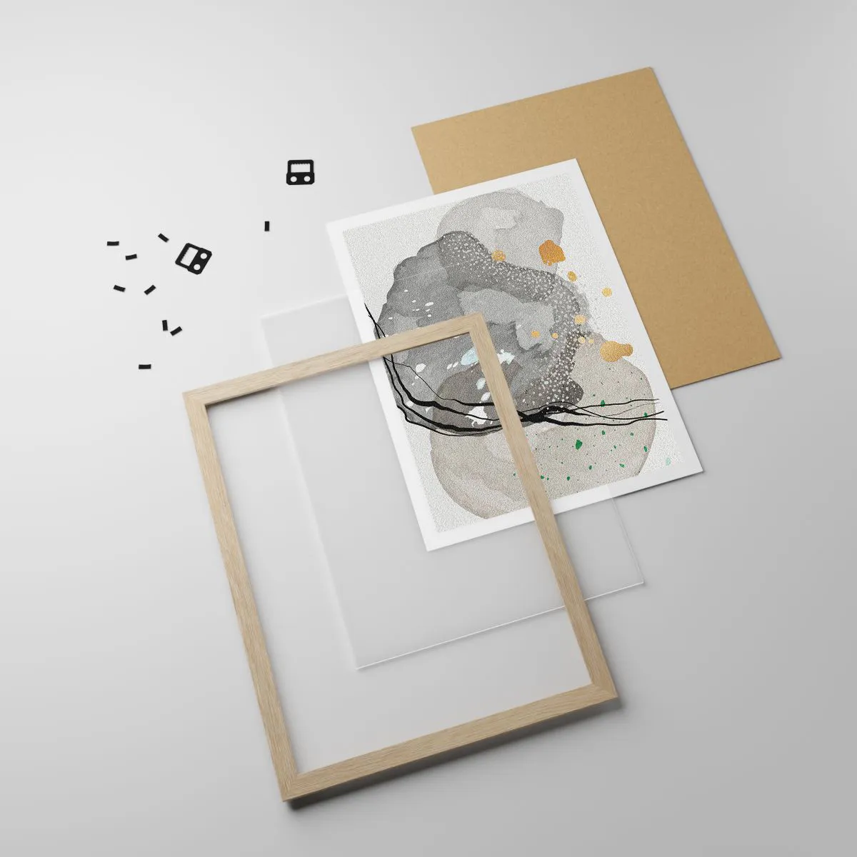 Plakát v rámu světlý dub - Organická kompozice - 30x40 cm