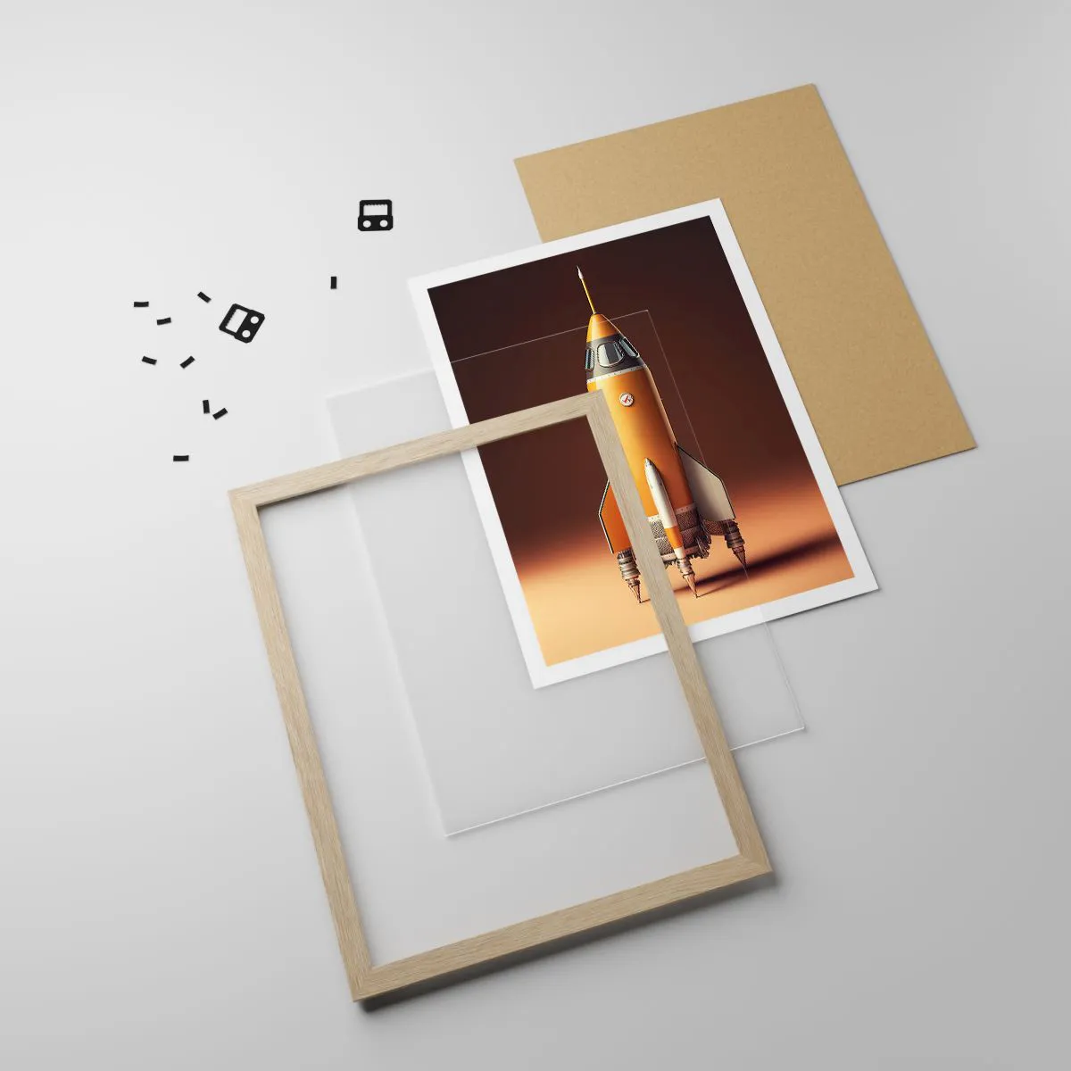 Pôster com moldura de carvalho claro - Tudo começa com um sonho - 61x91 cm