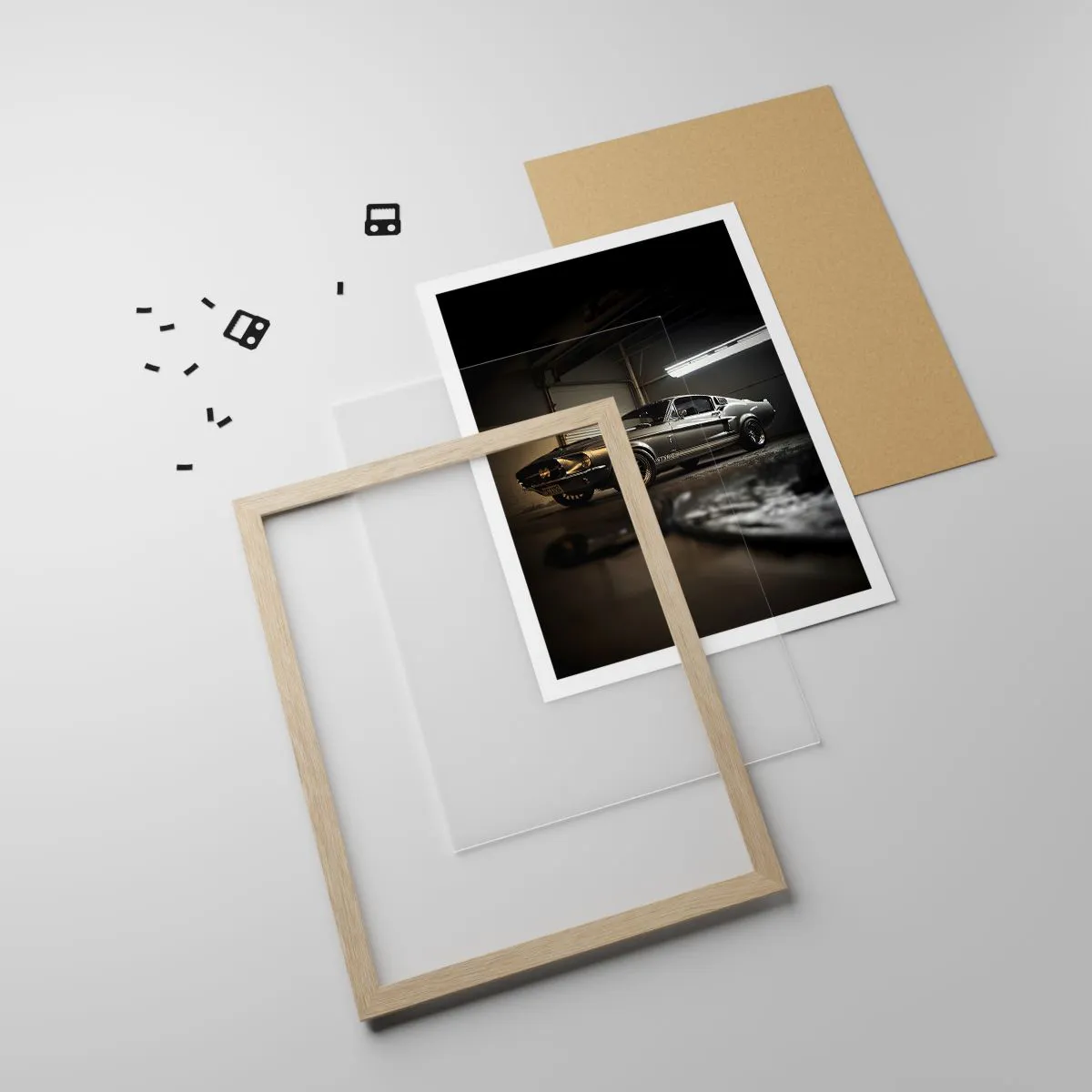 Affiche dans un chêne clair - Poster - Retour dans le passé - 70x100 cm