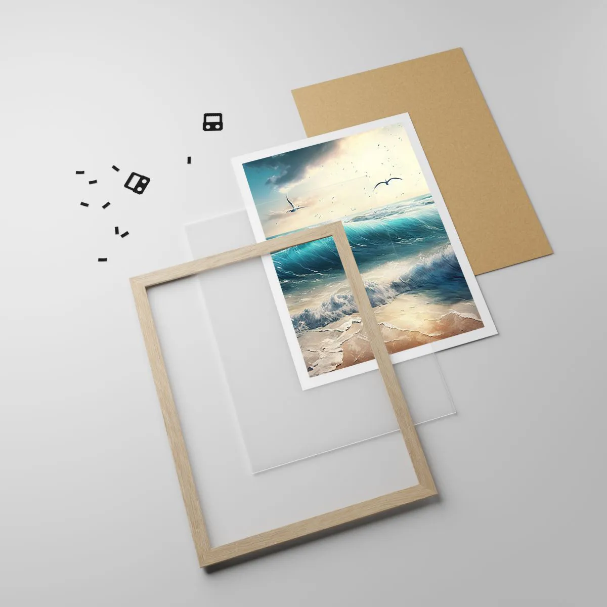 Plakat i ramme af lyst egetræ - Støj kun for dig - 40x50 cm