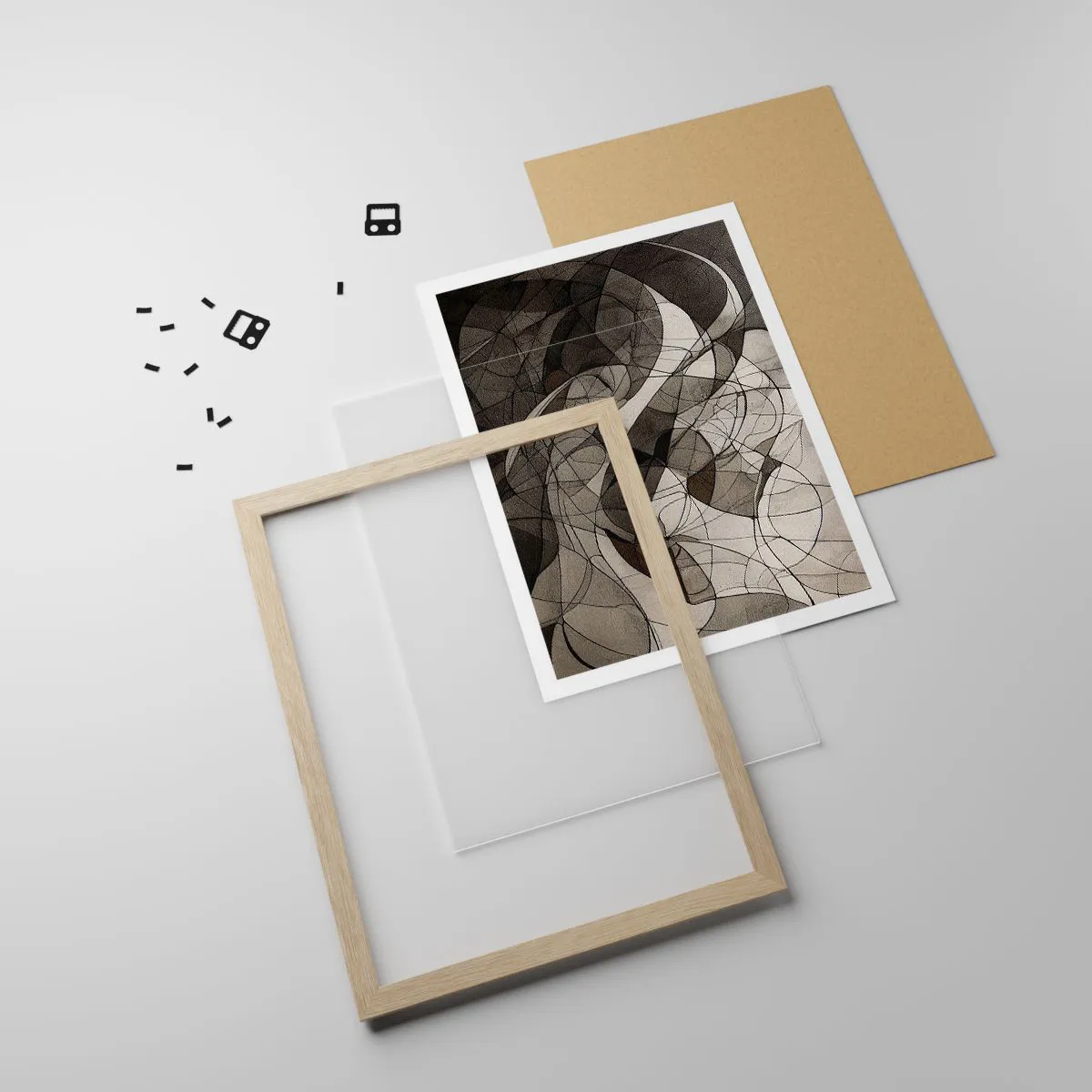 Plagát v ráme zo svetlého duba - Obeh farieb Zeme - 70x100 cm