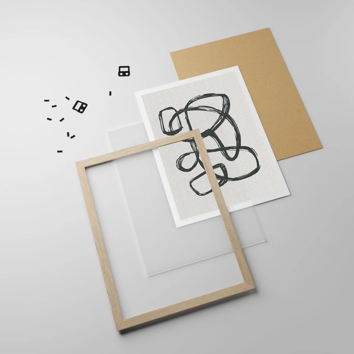 Affiche dans un chêne clair - Poster - Abstraction en boucle - 50x70 cm