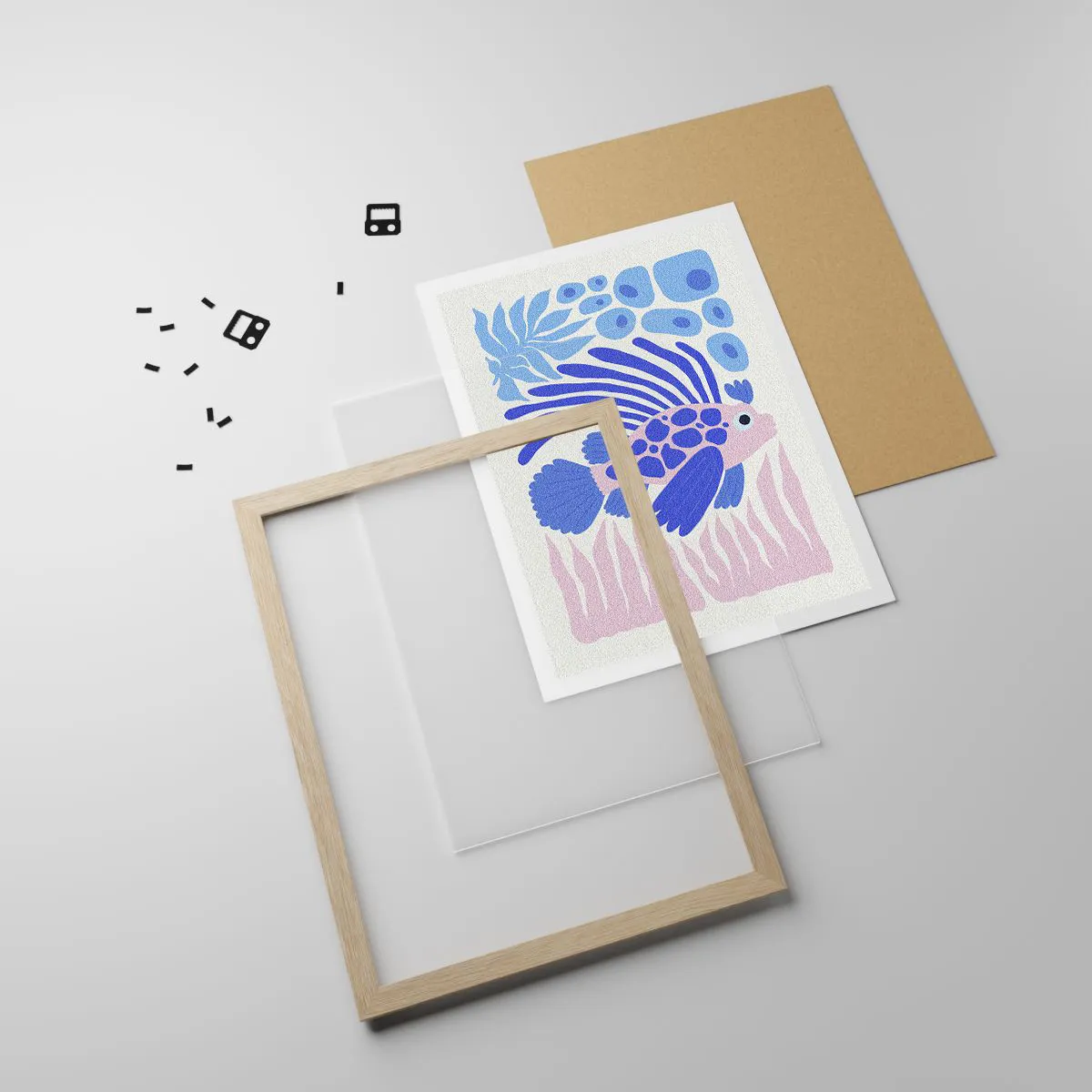 Plakat i ramme af lyst egetræ - I dit rette element - 61x91 cm