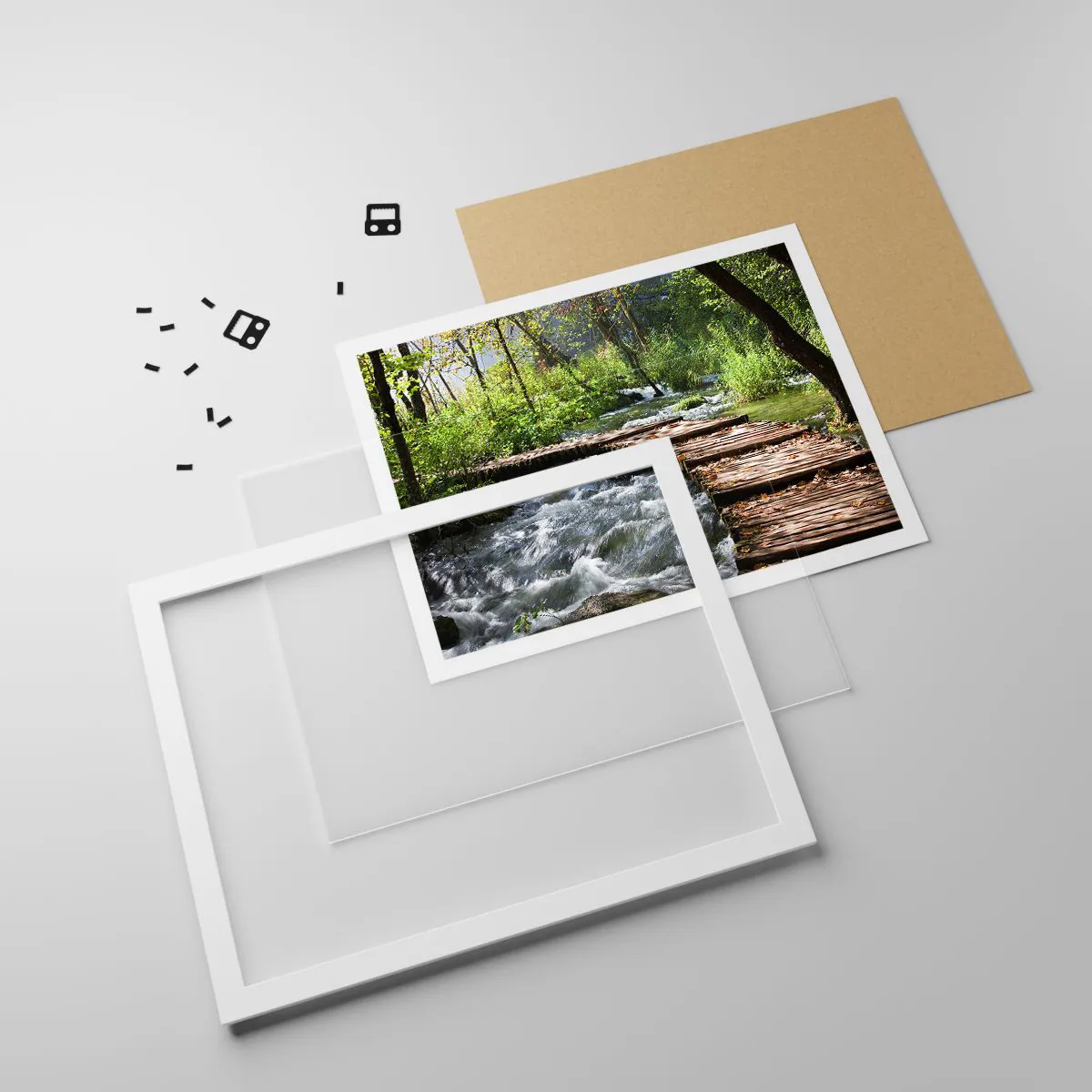 Póster en marco blanco - Sobre una cascada de espuma - 50x40 cm