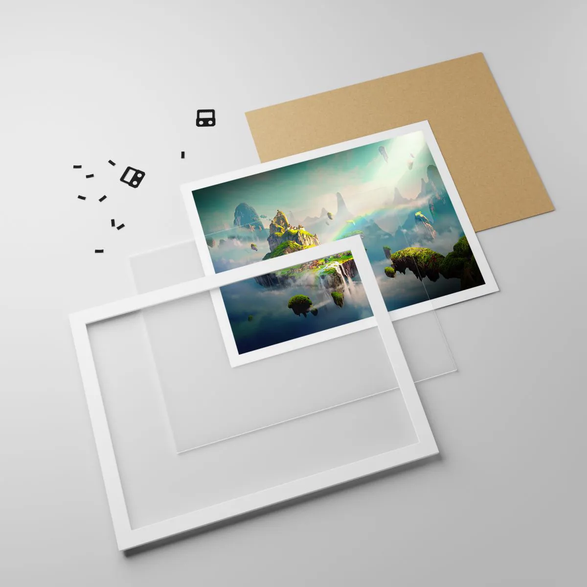 Plakat i hvid ramme - Midden - lykkelige øer - 70x50 cm