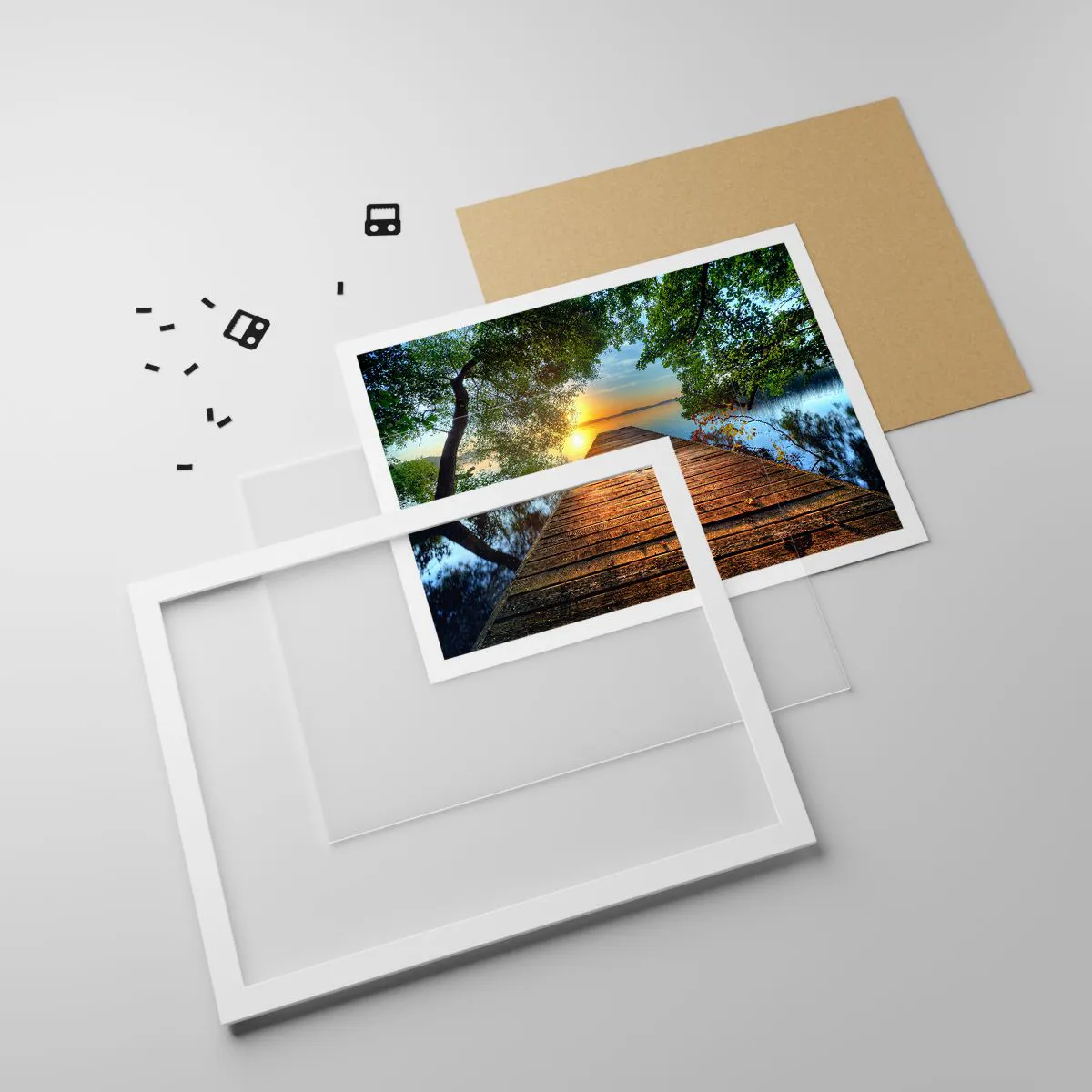 Poster in einem weißen Rahmen - Nimm dir Zeit, setz dich hin - 91x61 cm