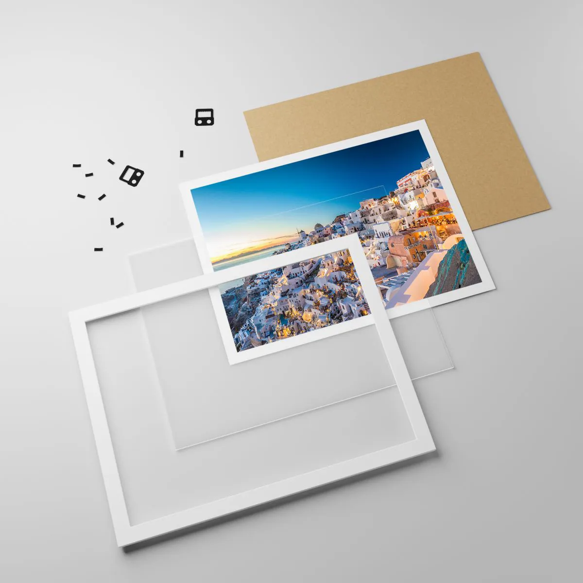 Affiche dans un cadre blanc - Poster - L'essence de la grecque - 50x40 cm