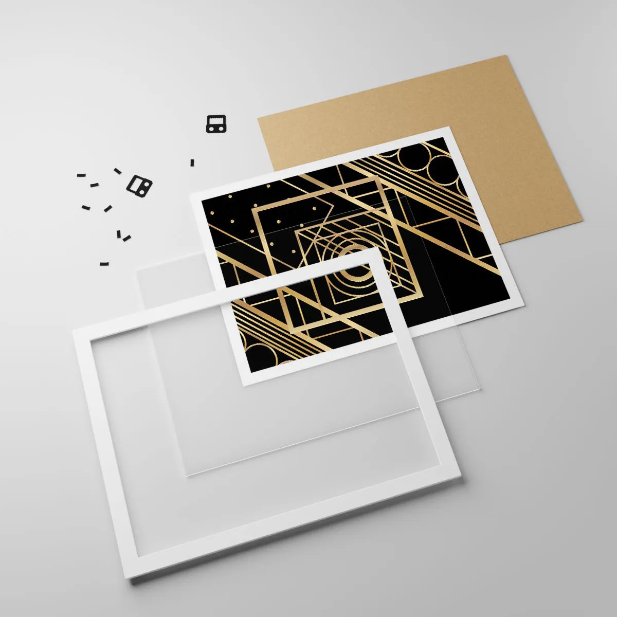 Poster in einem weißen Rahmen - Goldene Geometrie - 40x30 cm
