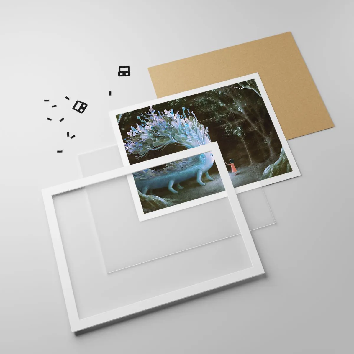 Poster in een witte lijst - Fantastische ontmoeting - 70x50 cm