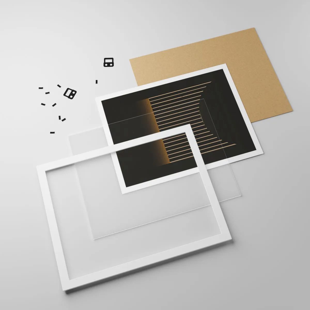 Poster în ramă albă - Explorați întunericul - 50x40 cm