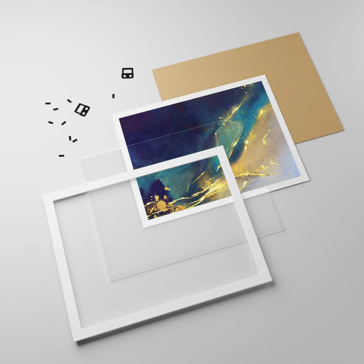 Poster in einem weißen Rahmen - Der goldene Teich - 100x70 cm