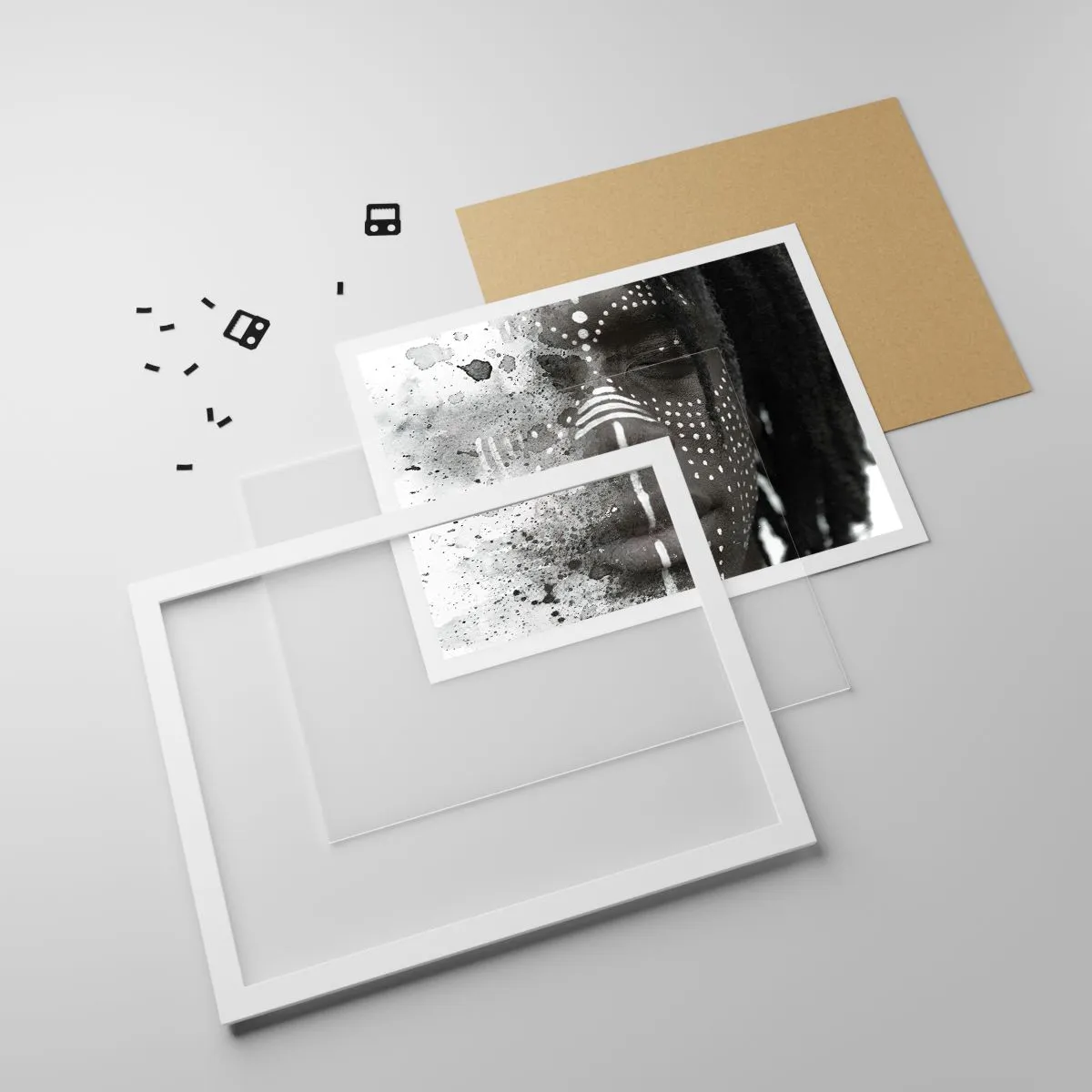 Poster in einem weißen Rahmen - Entdecke den Urgeist - 91x61 cm