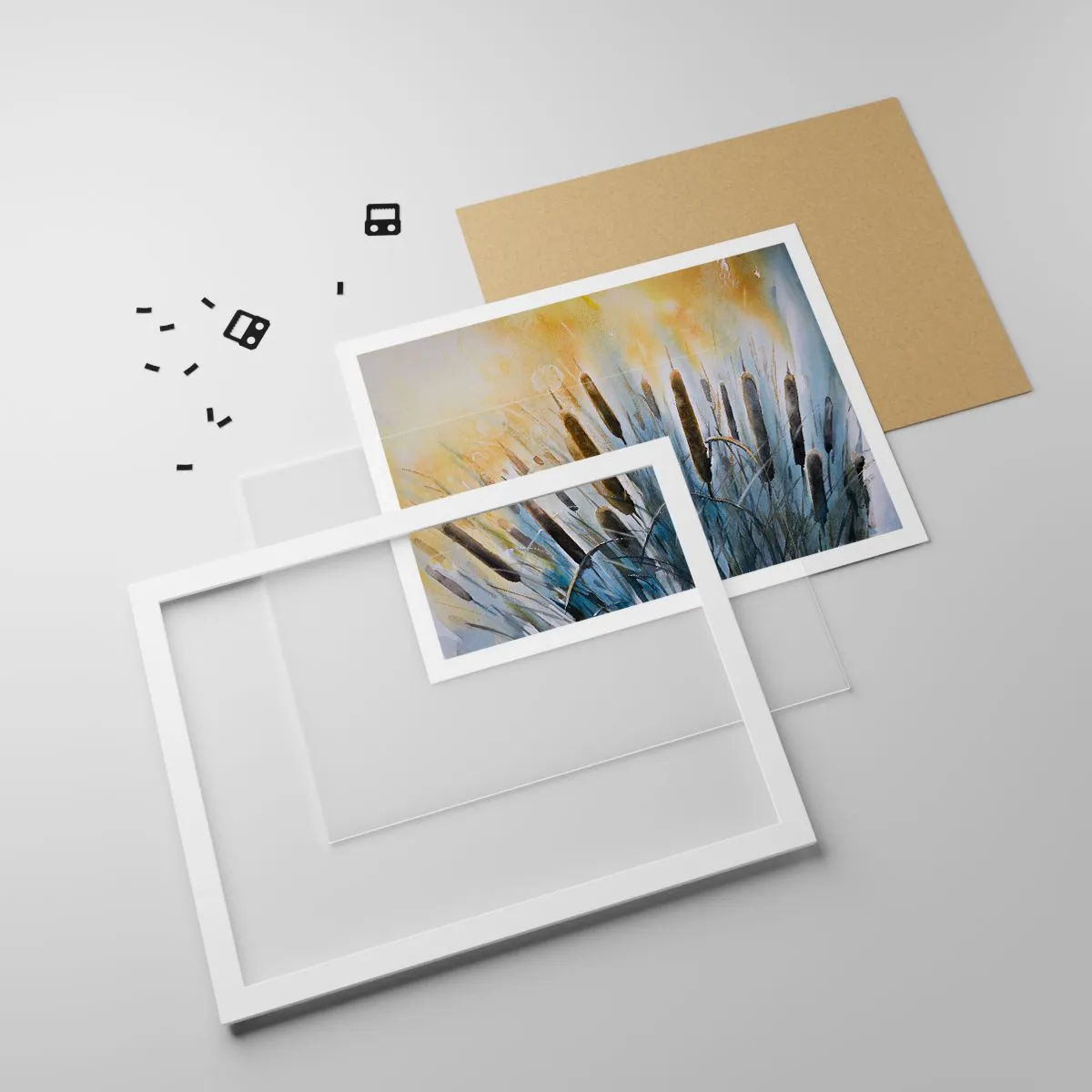 Plakát v bílém rámu - Chlad vody, žár slunce - 91x61 cm