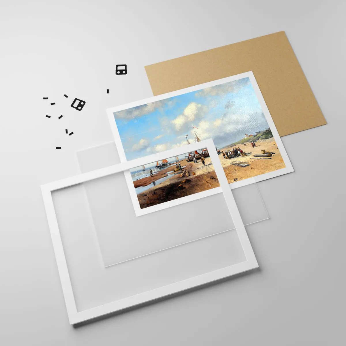 Póster en marco blanco - Después de una pesca exitosa - 100x70 cm