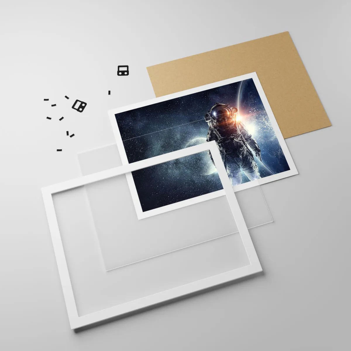 Poster in einem weißen Rahmen - Weltraumabenteuer - 100x70 cm