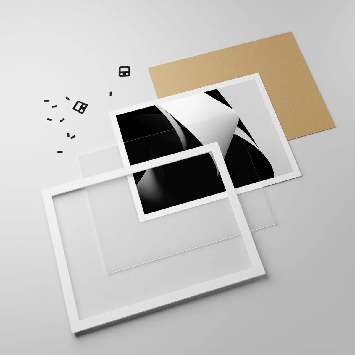 Poster in einem weißen Rahmen - Lichtflächen aus der Schattentiefe - 70x50 cm