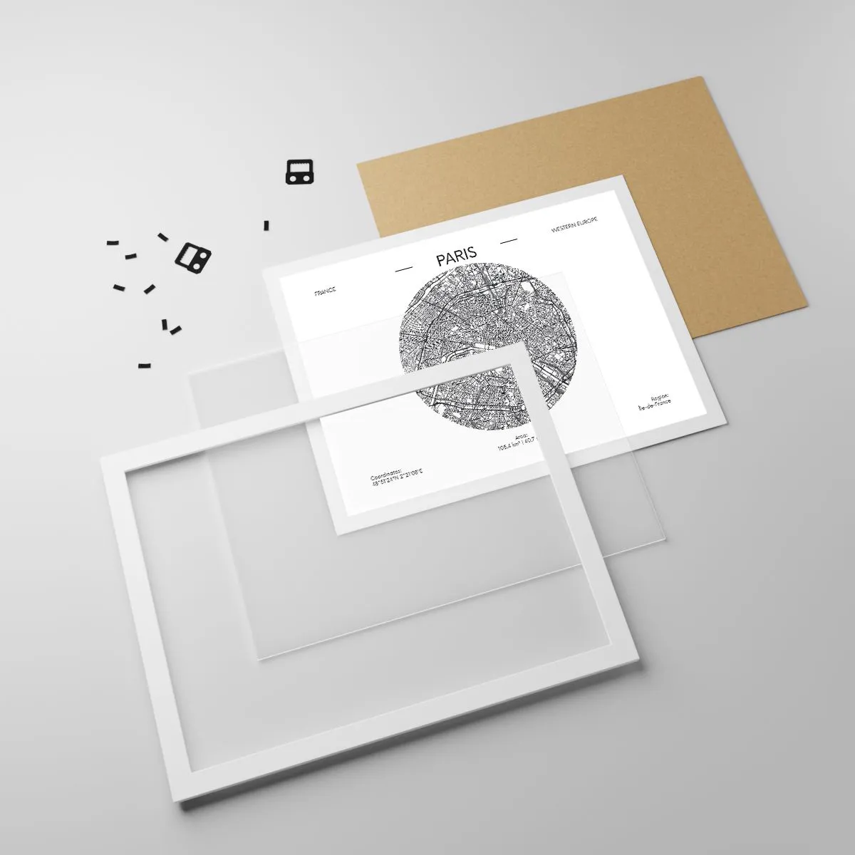 Plakát v bílém rámu - Anatomie Paříže - 70x50 cm