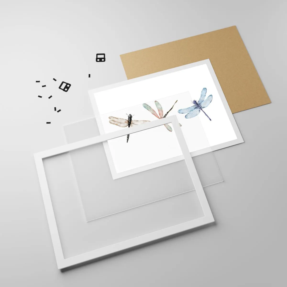 Poster în ramă albă - Libelule imponderabile - 100x70 cm