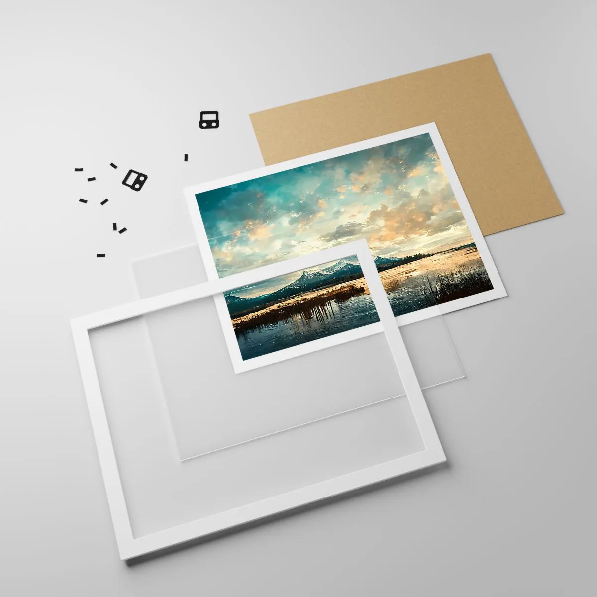 Affiche dans un cadre blanc - Poster - Sous la protection du ciel - 50x40 cm