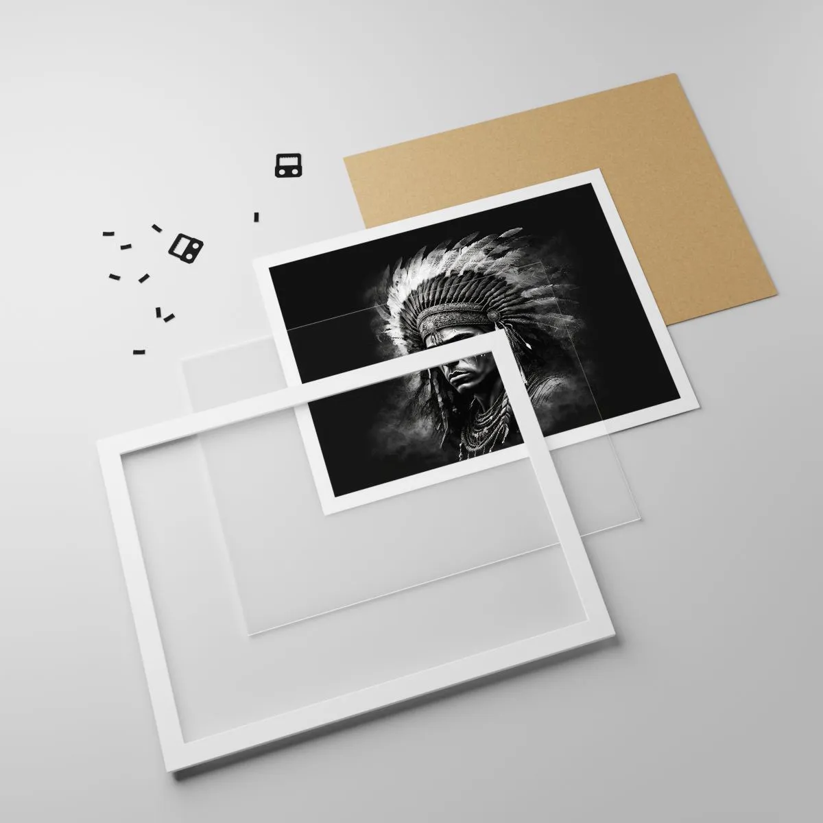 Affiche dans un cadre blanc - Poster - Un leader et un guerrier - 91x61 cm