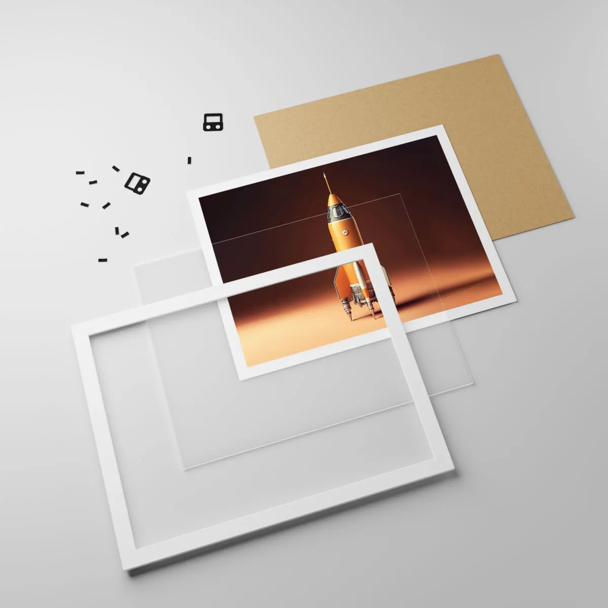 Affiche dans un cadre blanc - Poster - Ça commence par un rêve - 40x30 cm