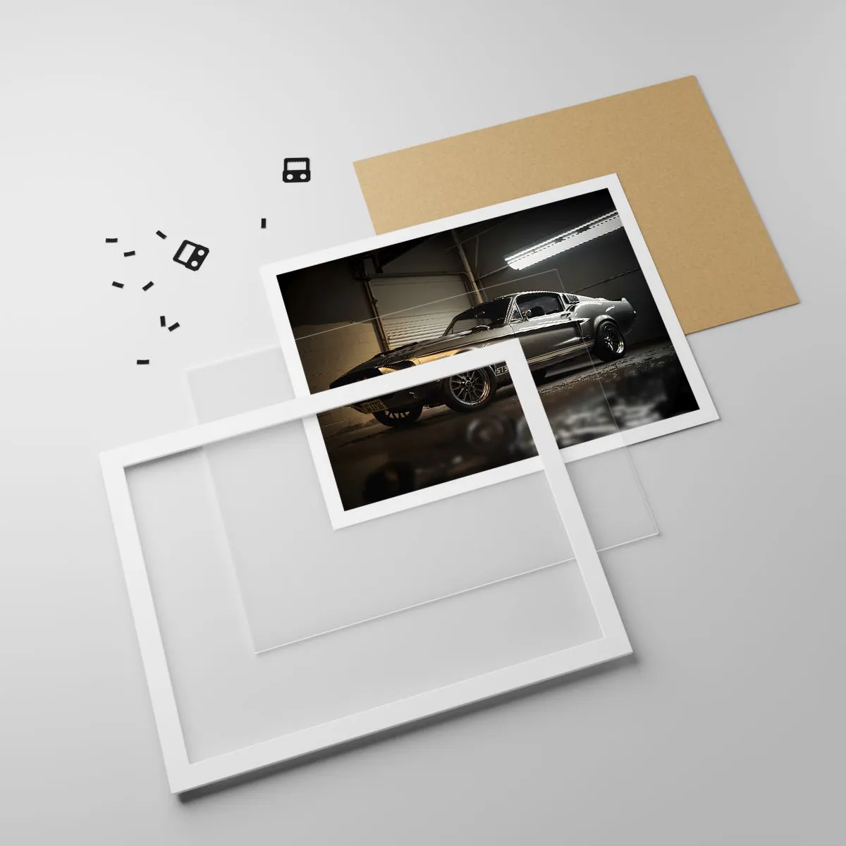 Affiche dans un cadre blanc - Poster - Retour dans le passé - 70x50 cm