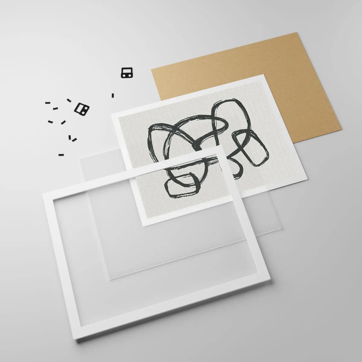 Affisch i vit ram - Loopad abstraktion - 91x61 cm