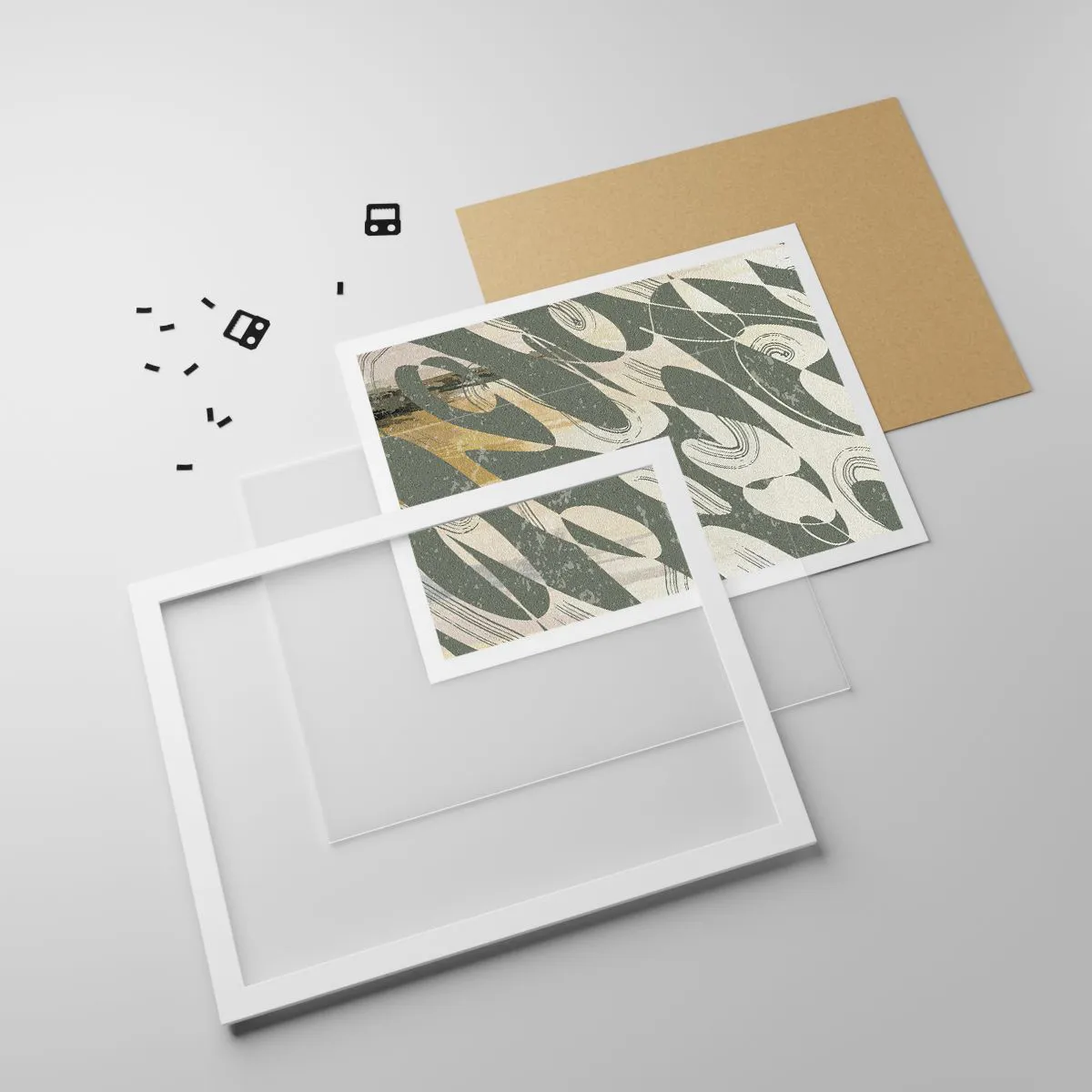 Poster in een witte lijst - Ritmische abstractie - 50x40 cm