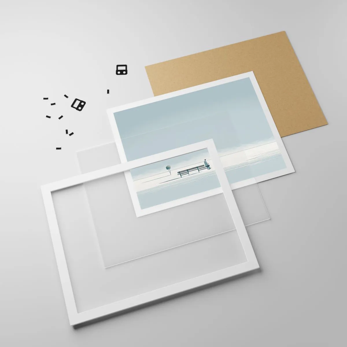 Affiche dans un cadre blanc - Poster - Oui, j'attends. - 70x50 cm