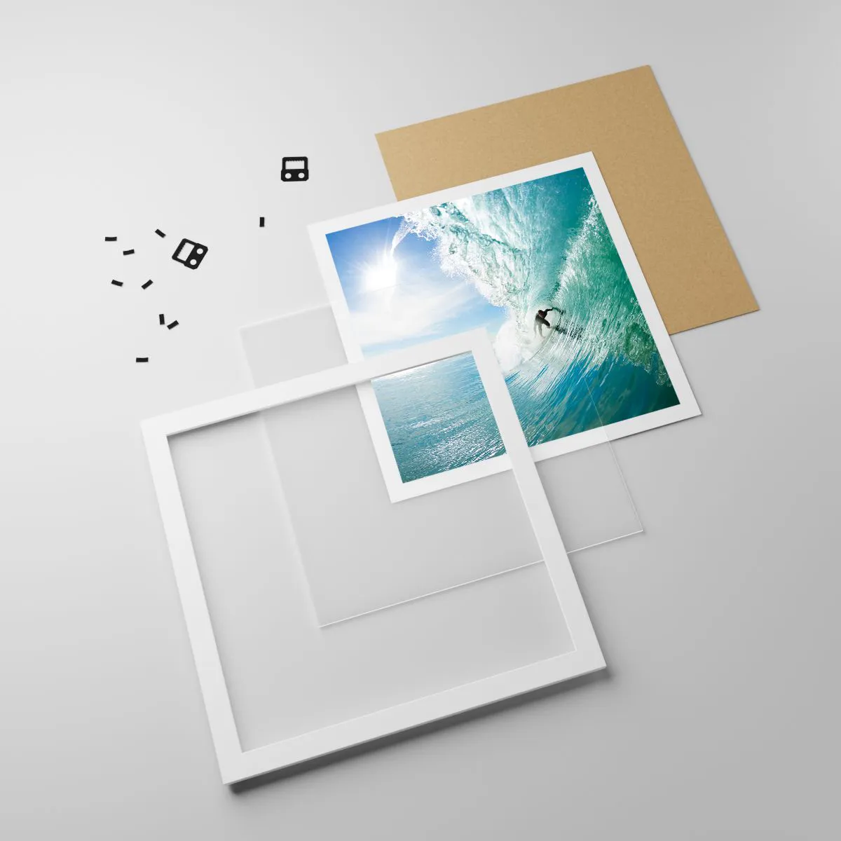 Plakat w białej ramie - Zawsze na fali - 50x50 cm