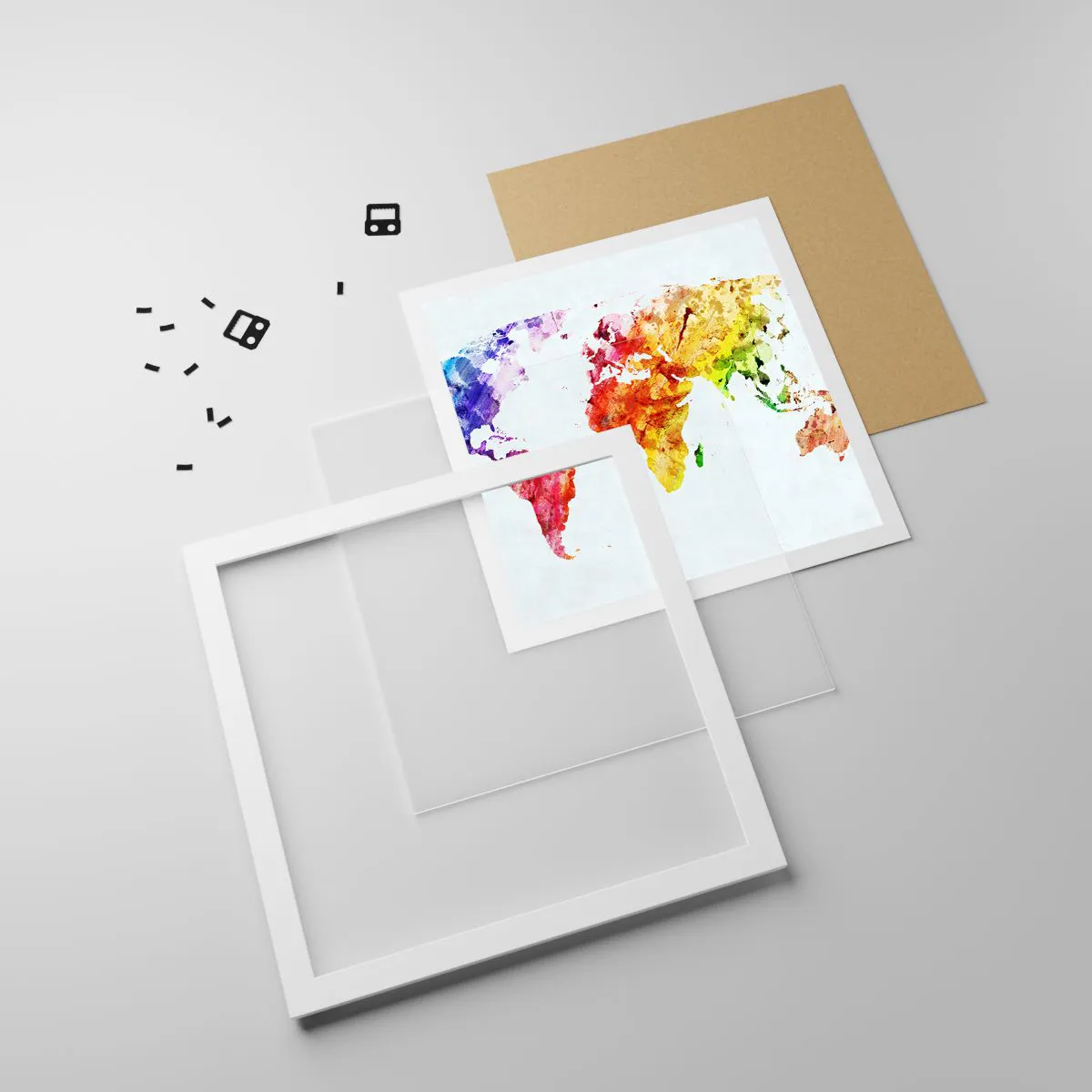 Poszter fekete keretben - A világ minden színe - 60x60 cm