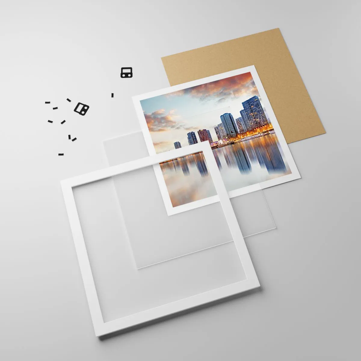 Plakát v bílém rámu - Monumentální klid Paříže - 50x50 cm