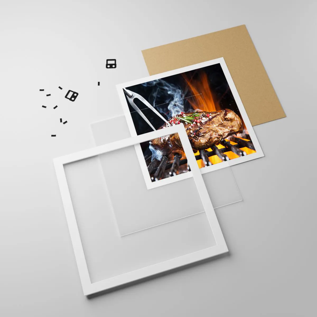 Poster în ramă albă - Suculente și parfumate - 60x60 cm