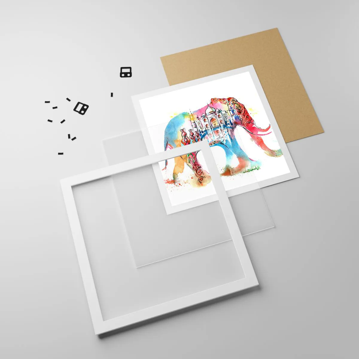 Affiche dans un cadre blanc - Poster - Inde - l'aura de l'amour - 60x60 cm