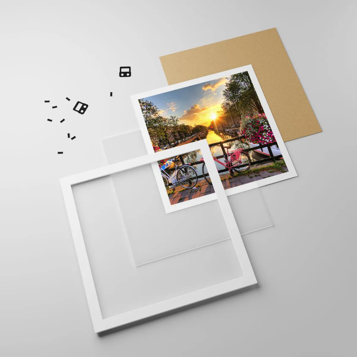 Poster in white frmae - Spring Morning in Amsterdam - 30x30 cm