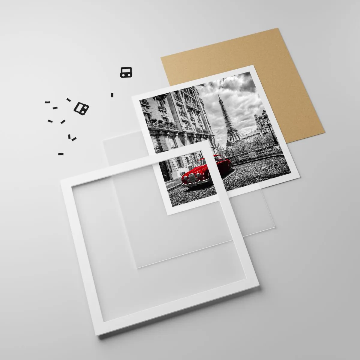 Plakat w białej ramie - Drapieżnik w mieście - 50x50 cm