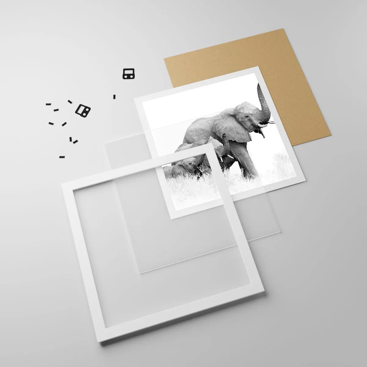 Affiche dans un cadre blanc - Poster - Un, deux, trois - 50x50 cm