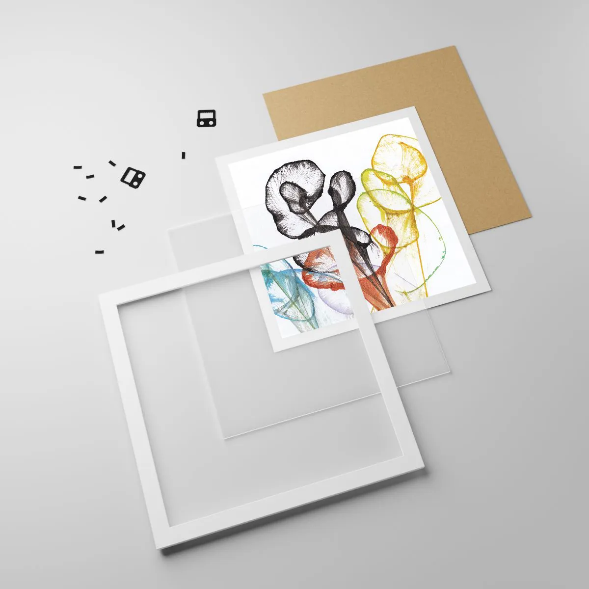 Poszter fekete keretben - Virágok lélekkel - 60x60 cm