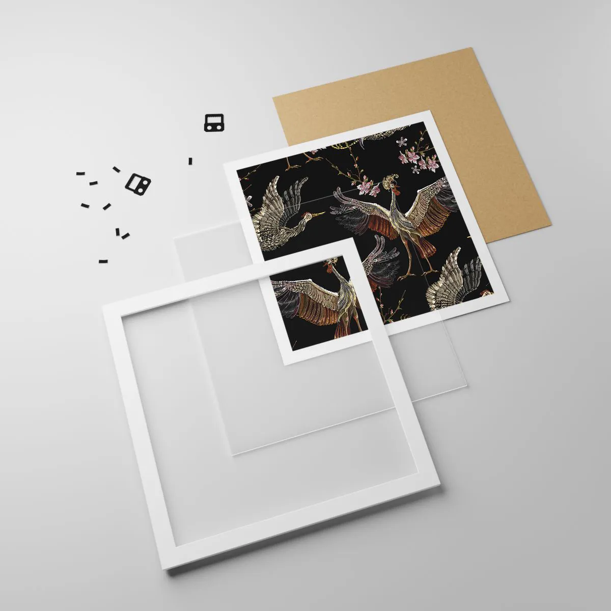 Affiche dans un cadre blanc - Poster - Un oiseau de conte de fées - 50x50 cm