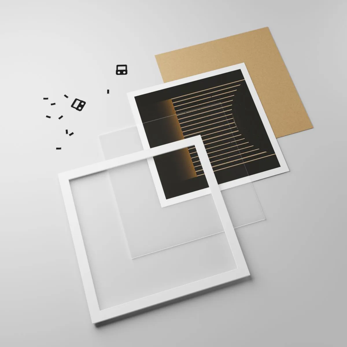 Poster în ramă albă - Explorați întunericul - 50x50 cm