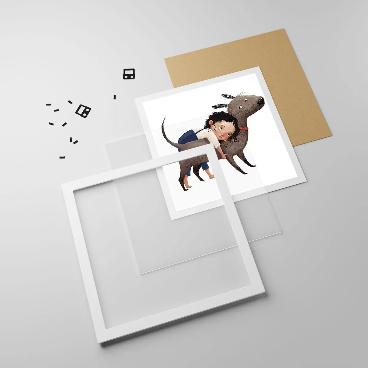 Poster in cornice bianca - I migliori amici - 50x50 cm